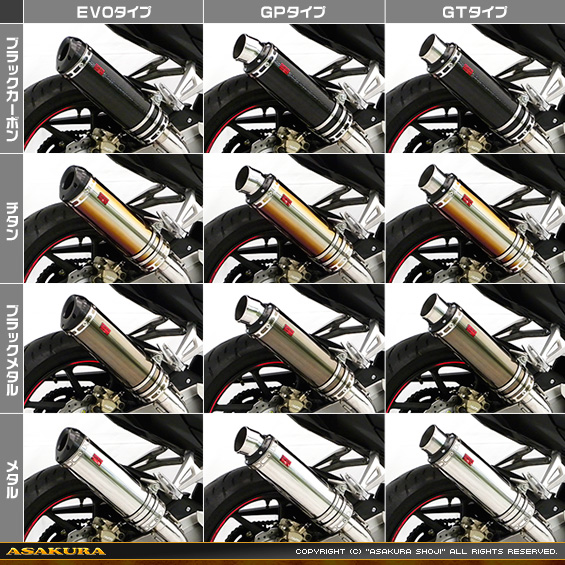 CBR250RR用 TTRタイプマフラー バリエーション