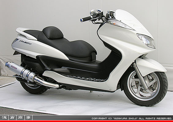 グランドマジェスティ250用 GGタイプマフラー レーシングタイプ ホワイトカーボン