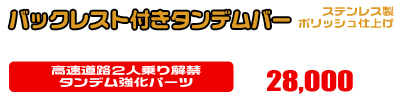 ジェンマ用 バックレスト付きタンデムバー ￥28,000（税込）