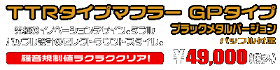 MT-25【JBK-RG10J】/MT-03【EBL-RH07J】用 TTRタイプマフラー GPタイプ ブラックメタルバージョン ￥49,000（税込）