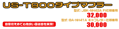 バンバン200用 US-T900タイプマフラー 車体型式：JBK-NH42A・FI仕様車用￥32,000（税込）／型式：BA-NH41A・キャブレター仕様車用￥30,000（税込）