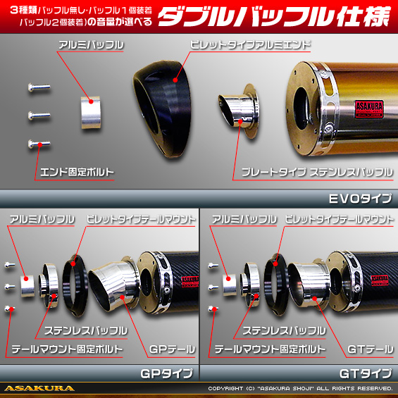 TTRタイプマフラー ダブルバッフル仕様