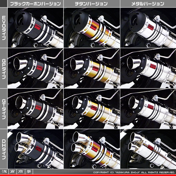 ジョグ【2BH-SA57J・2BH-SA58J・JBH-SA55J】・ジョグZR【2BH-SA58J・JBH-SA56J】用 ZZRタイプマフラー バリエーション