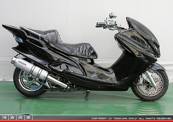 マジェスティ125用 GGタイプマフラー BSタイプ ホワイトカーボン