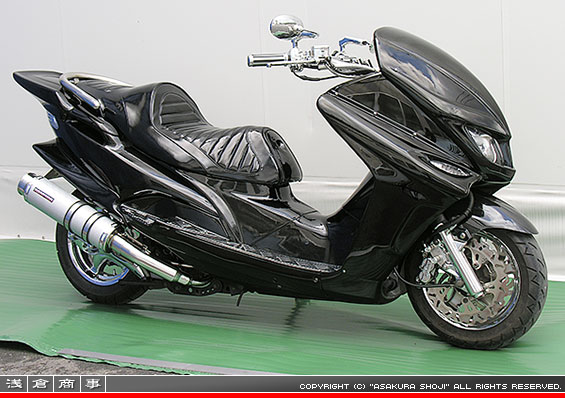 マジェスティ125用 GGタイプマフラー BSタイプ ホワイトカーボン