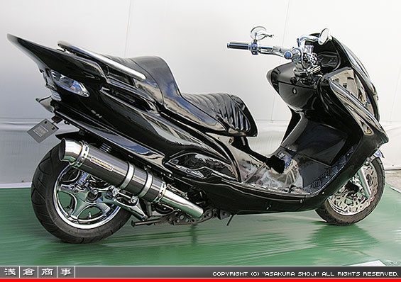 マジェスティ125用 GGタイプマフラー レーシングタイプ ブラックカーボン