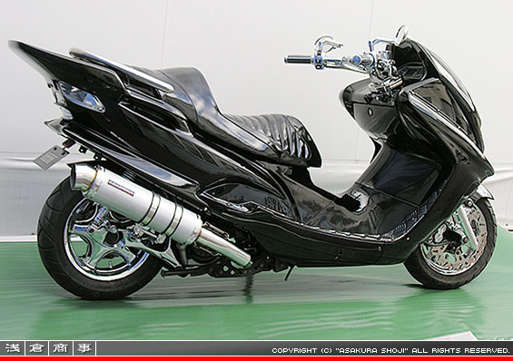 マジェスティ125用 GGタイプマフラー レーシングタイプ ホワイトカーボン