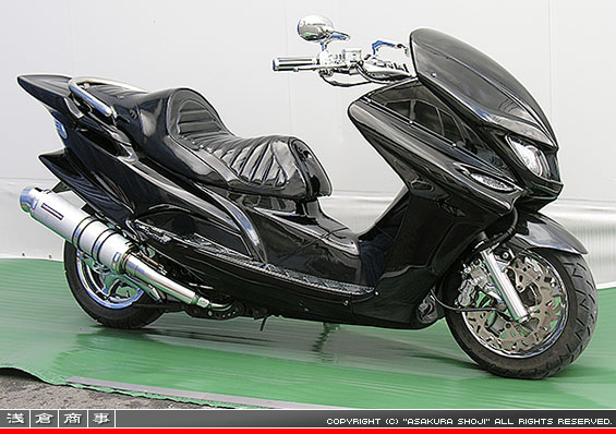 マジェスティ125用 GGタイプマフラー レーシングタイプ ホワイトカーボン