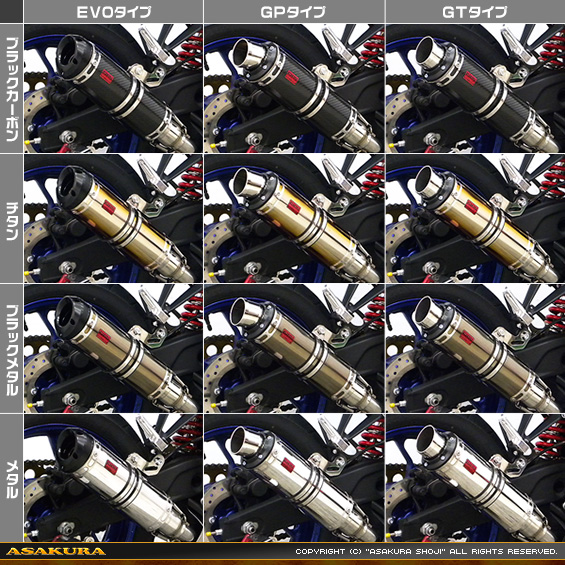 YZF-R25【JBK-RG10J】/YZF-R3【EBL-RH07J】用 TTRタイプマフラー バリエーション