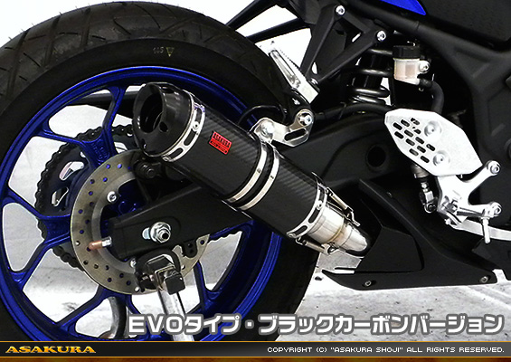YZF-R25【2BK-RG43J】/YZF-R3【2BL-RH13J】用 TTRタイプマフラー EVOタイプ ブラックカーボンバージョン