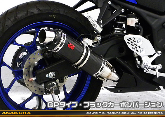 YZF-R25【2BK-RG43J】/YZF-R3【2BL-RH13J】用 TTRタイプマフラー GPタイプ ブラックカーボンバージョン
