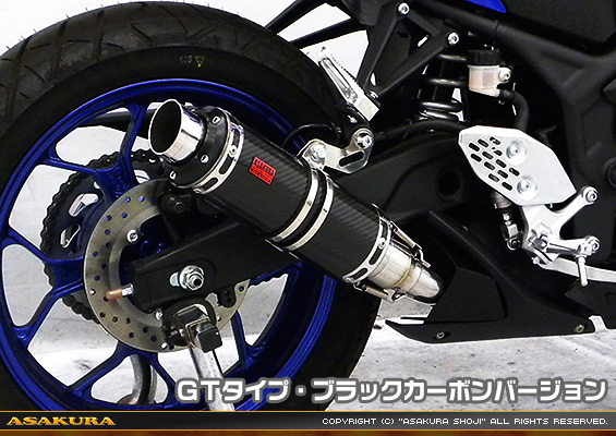 YZF-R25【2BK-RG43J】/YZF-R3【2BL-RH13J】用 TTRタイプマフラー GTタイプ ブラックカーボンバージョン